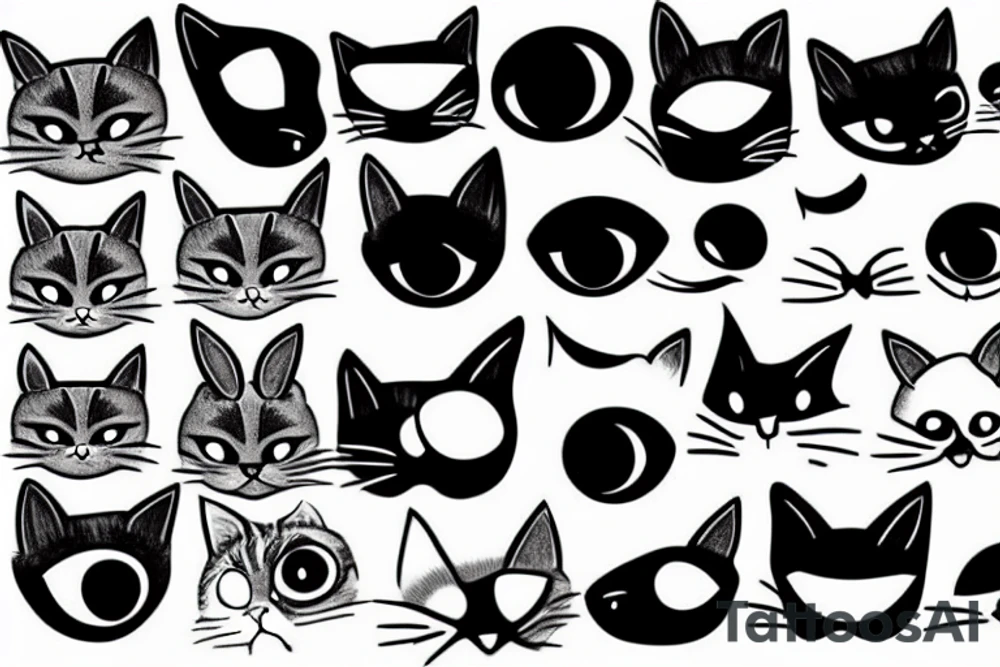 Cat face with an eye on forehead tattoo idea