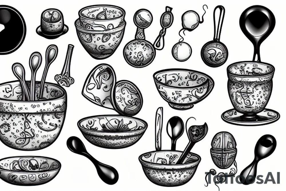 a bowl of cerreal and a spoon tattoo idea