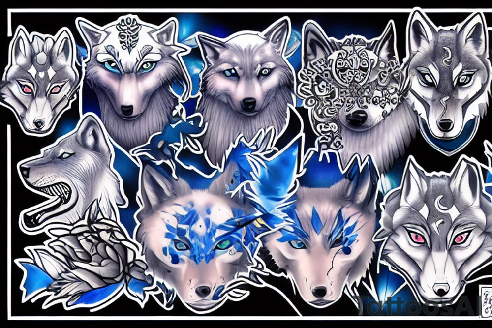 wolf with blue eyes tattoo idea