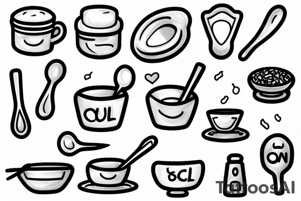 a bowl of cereal and a spoon tattoo idea