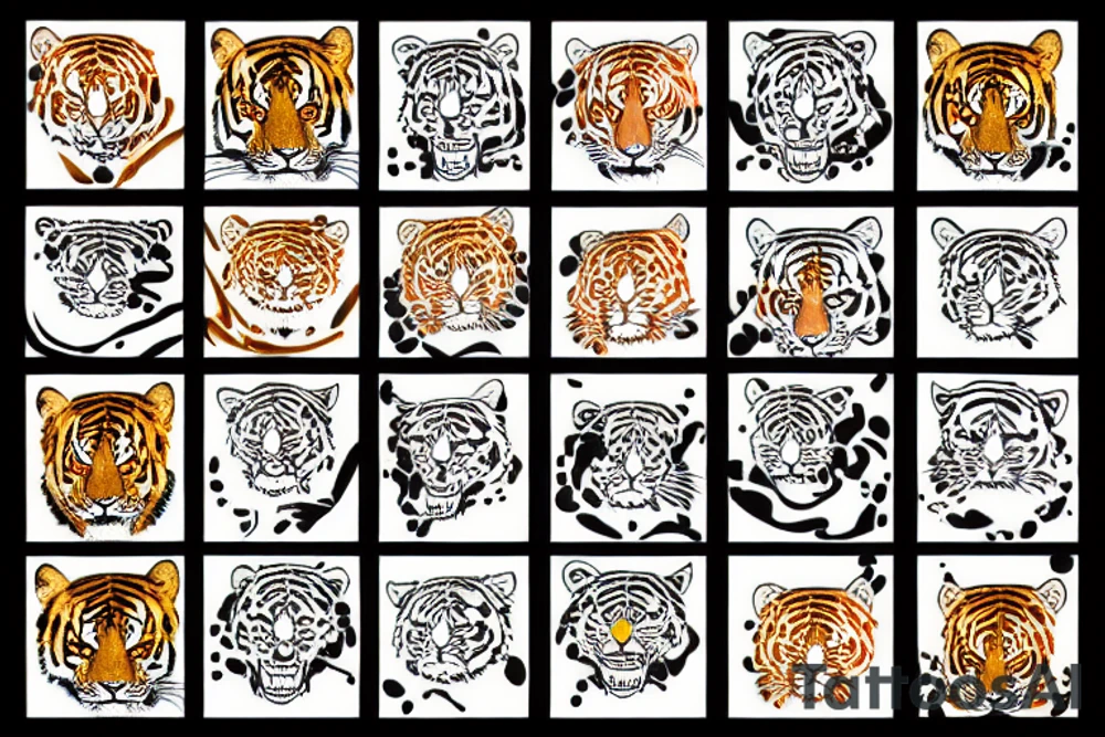 a tiger eating a dog tattoo idea