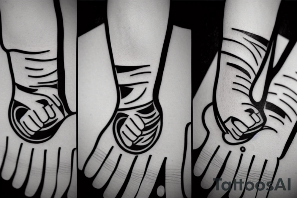 Black and white karate fist tattoo idea
