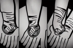 Black and white karate fist tattoo idea