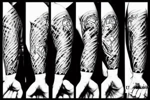 Black and white karate fist tattoo idea