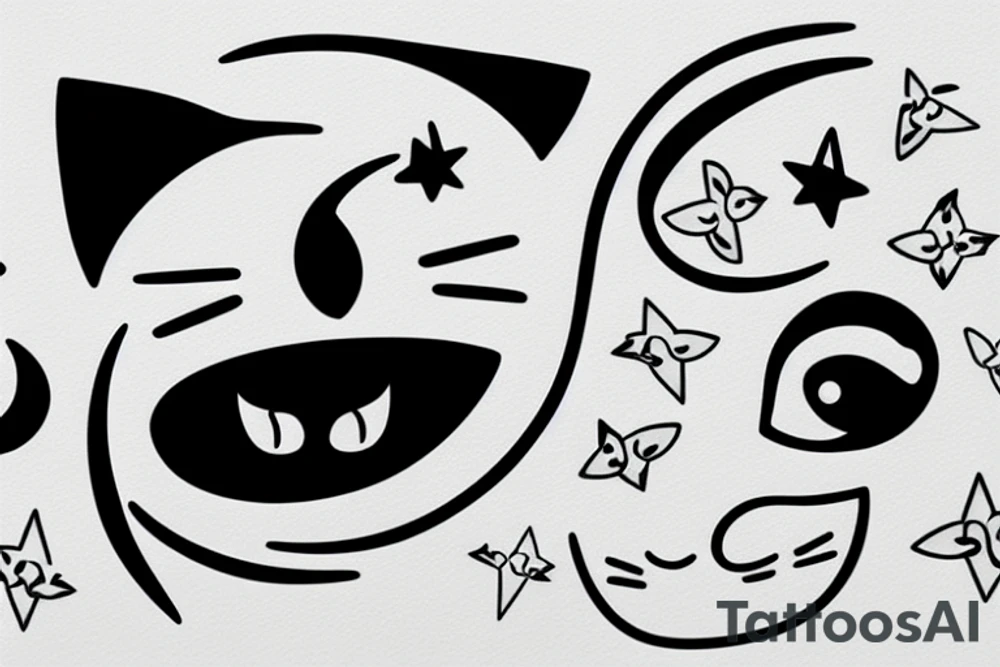 moon with a cat face tattoo idea