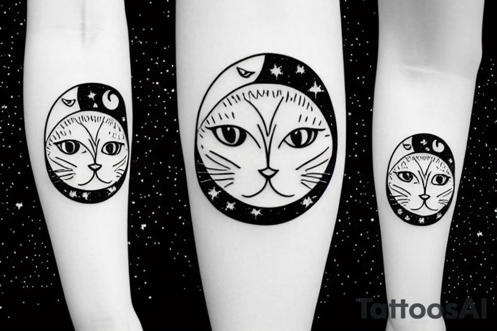 moon with a cat face tattoo idea