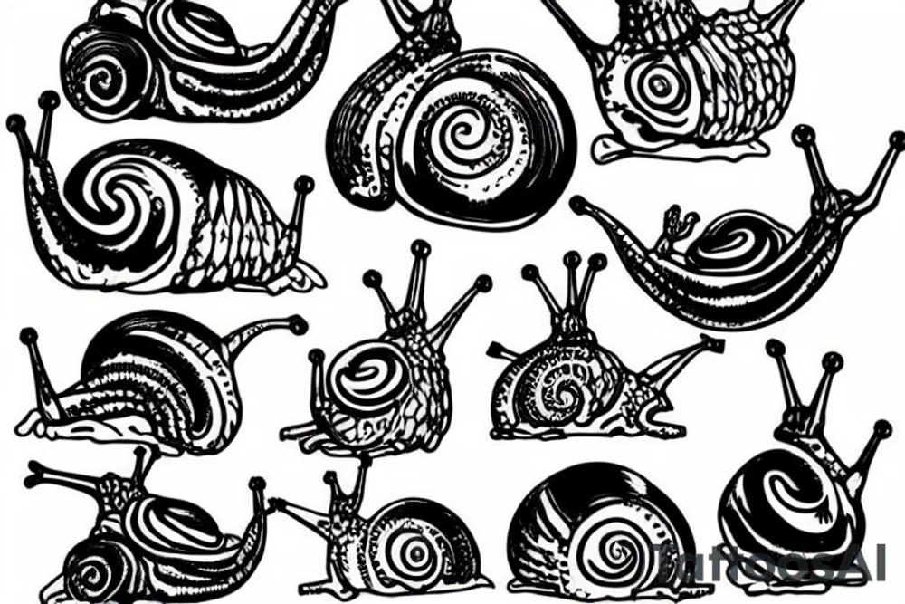 a snail eating salad tattoo idea