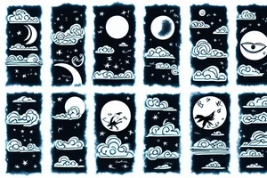 Sky with clouds and moon tattoo idea