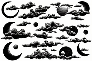 Sky with clouds and moon tattoo idea