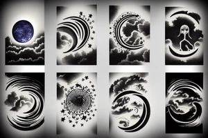 Sky with clouds and moon tattoo idea