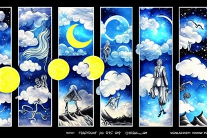 Sky with clouds and moon tattoo idea