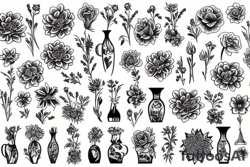 flower vase tattoo idea
