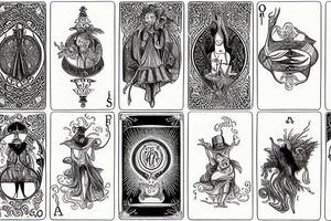 Magician Tarot card in a victorian etch style tattoo idea