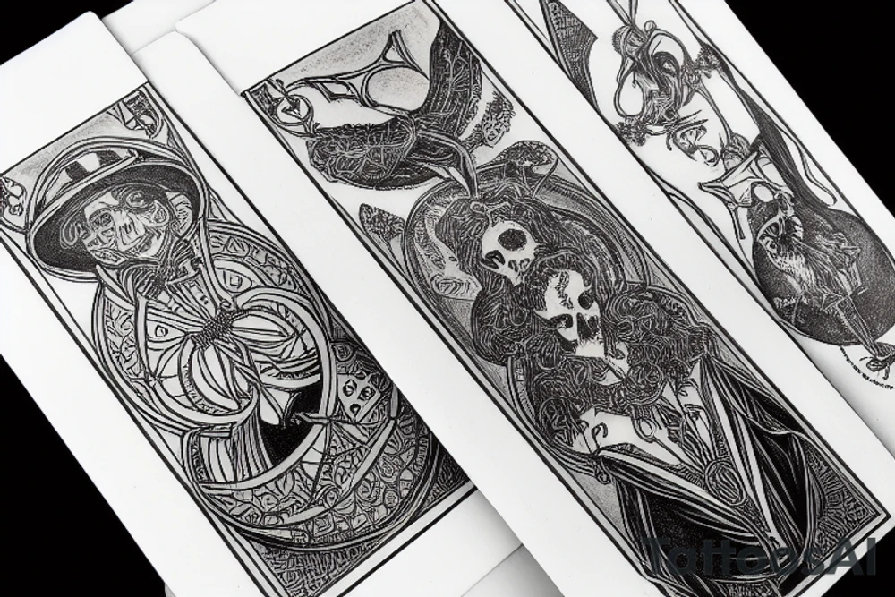 Magician Tarot card in a victorian etch style tattoo idea