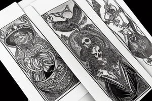 Magician Tarot card in a victorian etch style tattoo idea