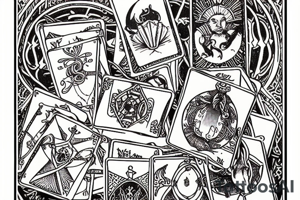 Magician Tarot card in a victorian etch style tattoo idea