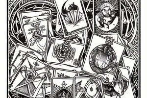 Magician Tarot card in a victorian etch style tattoo idea