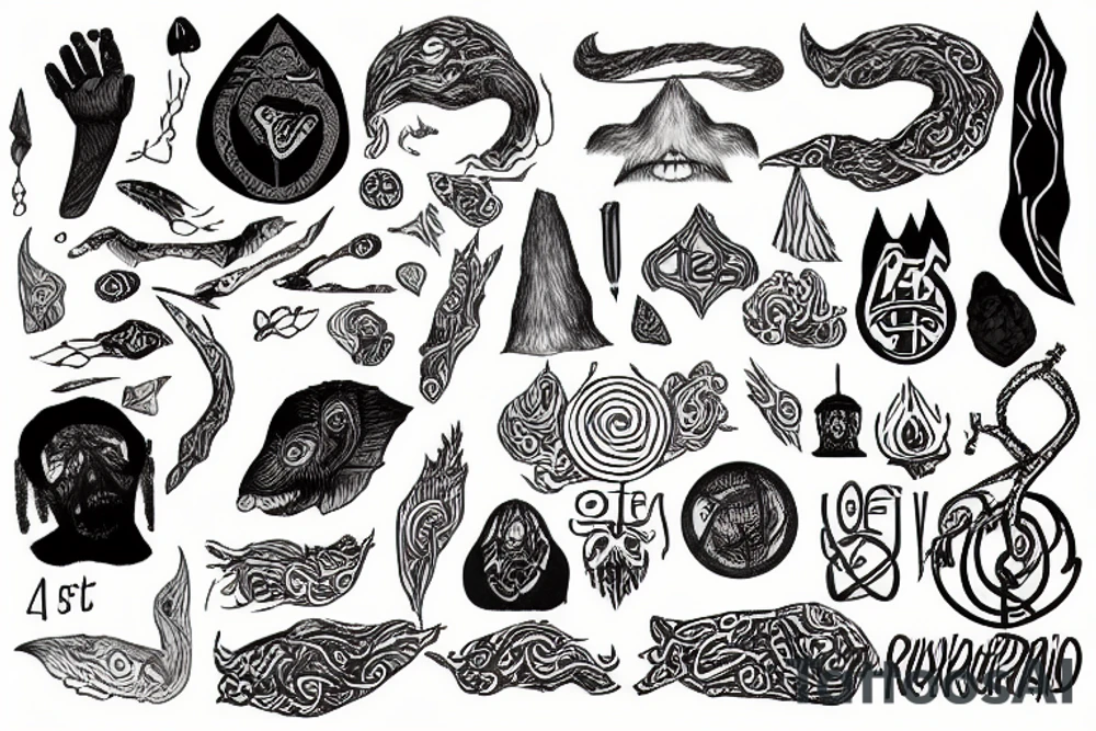 Eldur og Is, Icelandic, Hand-drawn tattoo idea