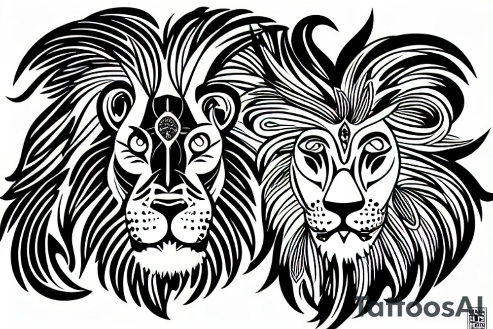 lion with flower tattoo idea