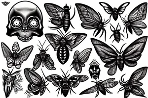 moth with skull tattoo idea