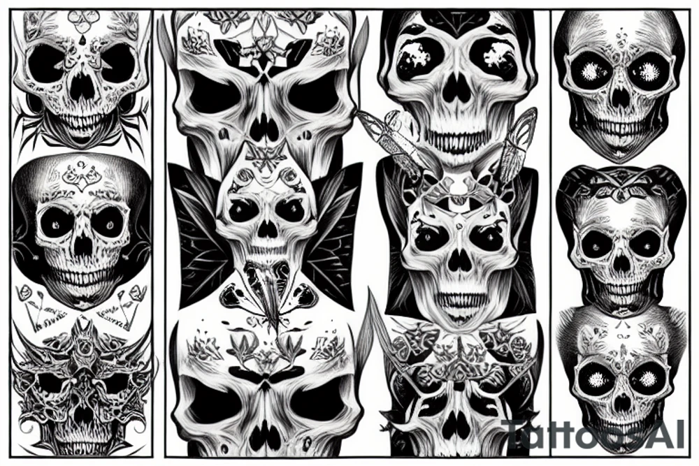 moth with skull tattoo idea