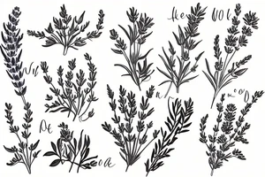 the word "flo" and a lavender plant tattoo idea