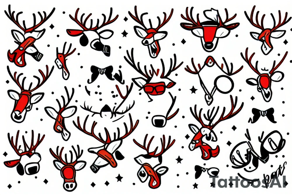 reindeer dancing in the sky with sunglasses tattoo idea