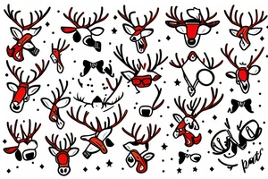reindeer dancing in the sky with sunglasses tattoo idea