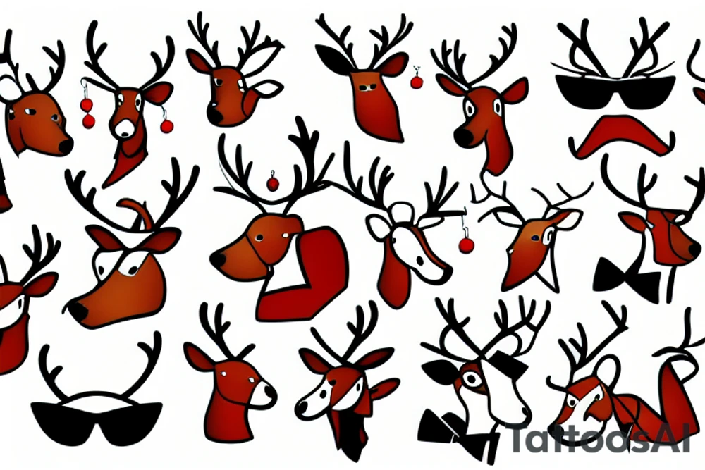 reindeer dancing in the sky with sunglasses tattoo idea