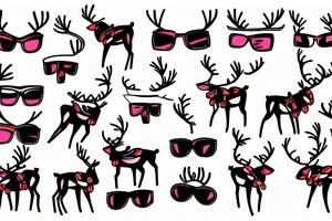 reindeer dancing in the sky with sunglasses tattoo idea