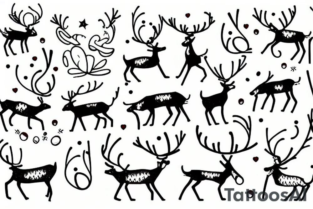 reindeer dancing in the sky with sunglasses tattoo idea