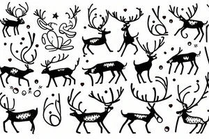 reindeer dancing in the sky with sunglasses tattoo idea