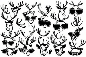 reindeer dancing in the sky with sunglasses tattoo idea