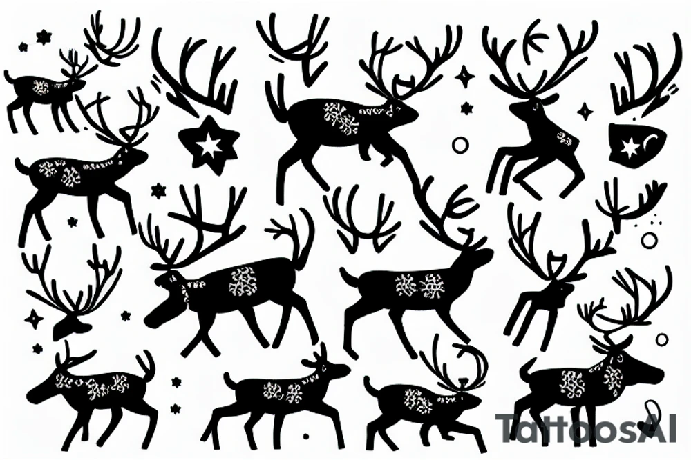 reindeer dancing in the sky with sunglasses tattoo idea