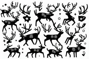 reindeer dancing in the sky with sunglasses tattoo idea