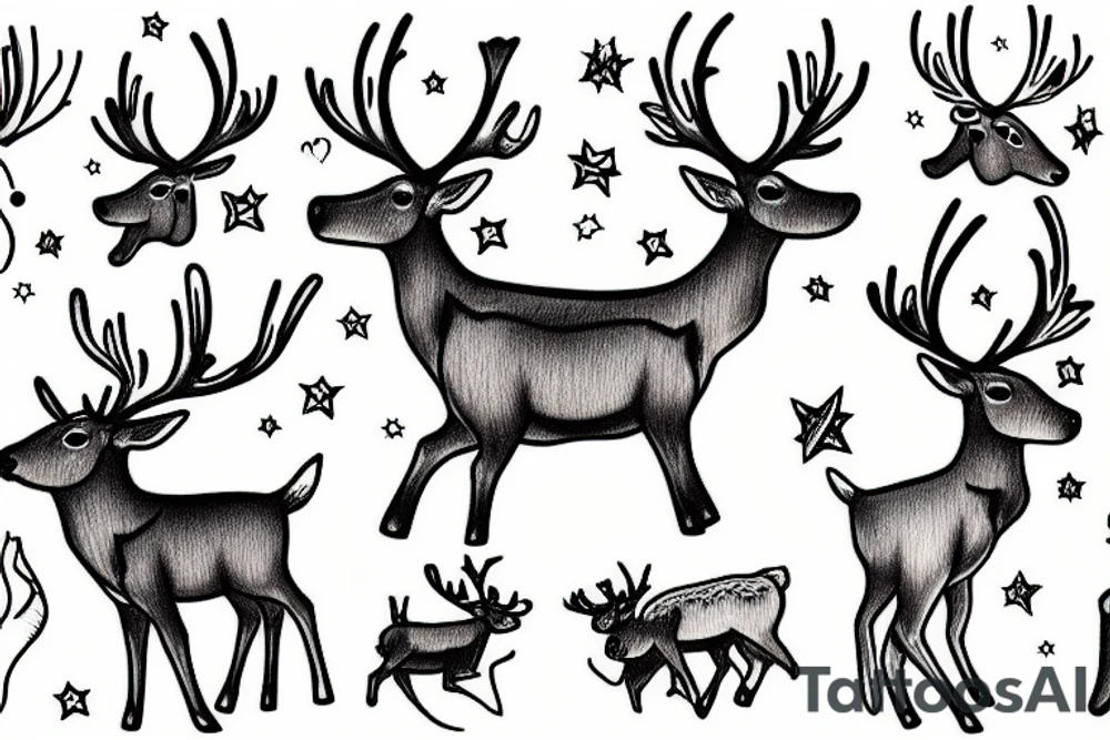 reindeer on the clouds tattoo idea