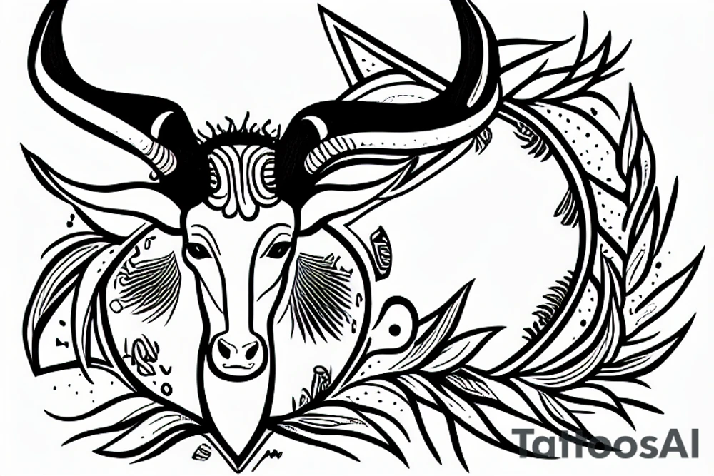 Eland with a sun between its horns tattoo idea