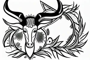 Eland with a sun between its horns tattoo idea