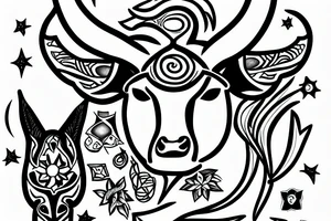 Eland with a sun between its horns tattoo idea
