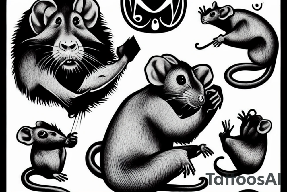 Ape rat mouse tattoo idea