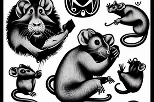 Ape rat mouse tattoo idea