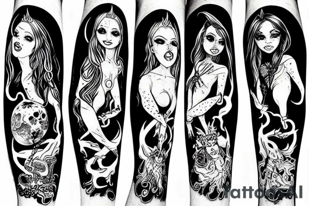 one legged witch tattoo idea