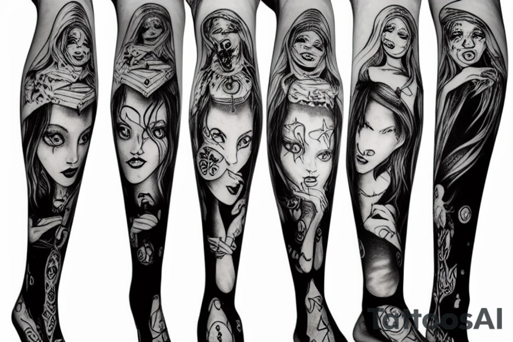 one legged witch tattoo idea