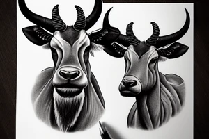 A great eland with a sun above its head and between its horns tattoo idea