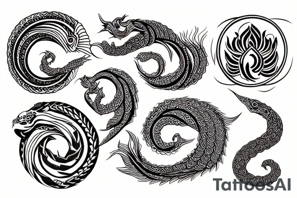 Ouroboros and lotus tattoo idea