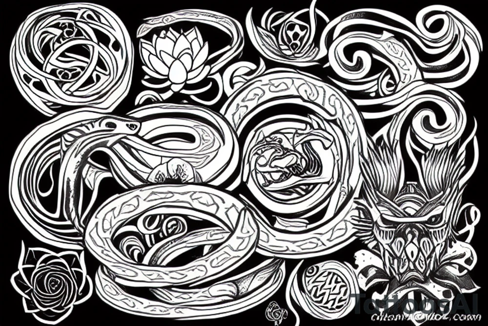 Ouroboros and lotus tattoo idea