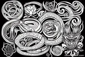 Ouroboros and lotus tattoo idea
