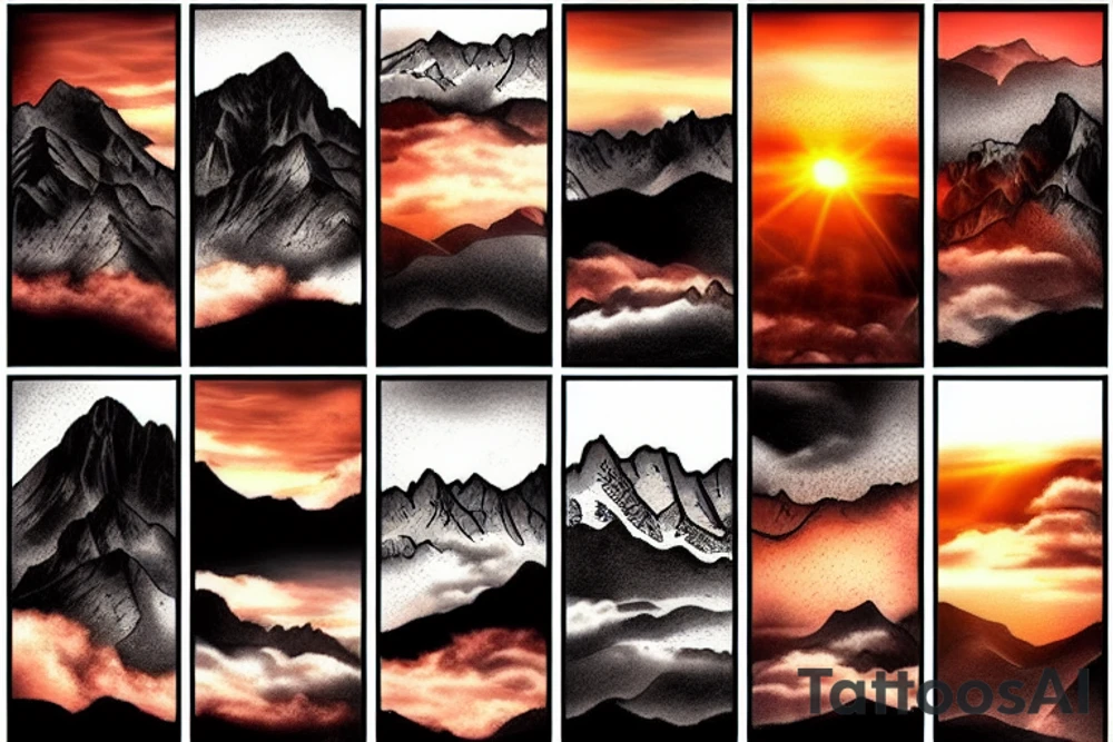 Sunset over Mountains tattoo idea