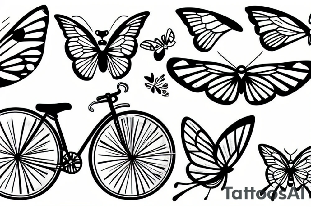 dog with butterfly wings on a bicycle tattoo idea