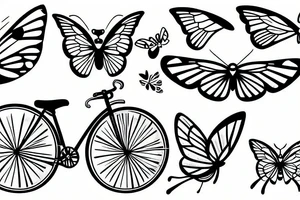 dog with butterfly wings on a bicycle tattoo idea